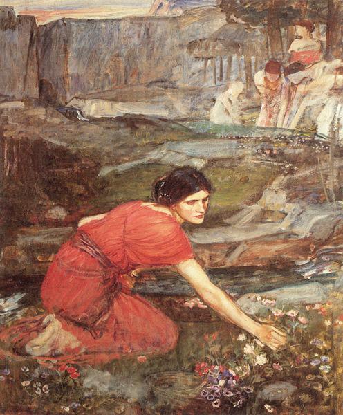 John William Waterhouse Maidens picking Flowers by a Stream France oil painting art